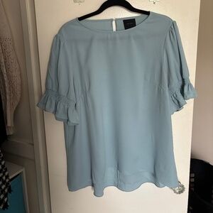 Dusty blue/teal ruffled blouse